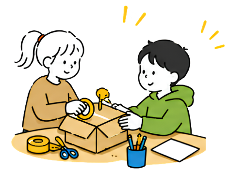 工作しながら試作する子どもたち